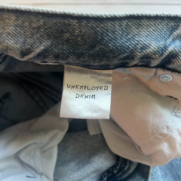 Unemployed Denim Straight Leg Jeans Distressed w/Star Patch Appliqués Size 27 - Picture 7 of 11